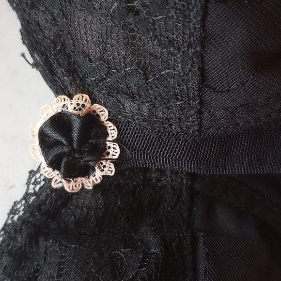 Dacron Goddess 88 Black Floral Lace Padded Bra. 34A. Nylon & Spandex - Picture 3 of 6